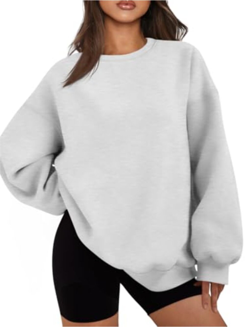 Oversized Crewneck Fleece Sweatshirt Casual Comfy Pullover Women's